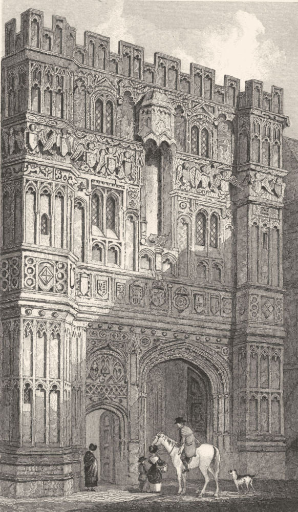 KENT. Christ's Church Gate. Canterbury. Allen 1833 old antique print picture